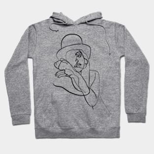 Fashion woman in hat one line art Hoodie